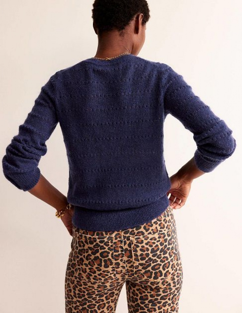 Navy Women's Boden Fluffy Textured Sweaters | 32147NCBM