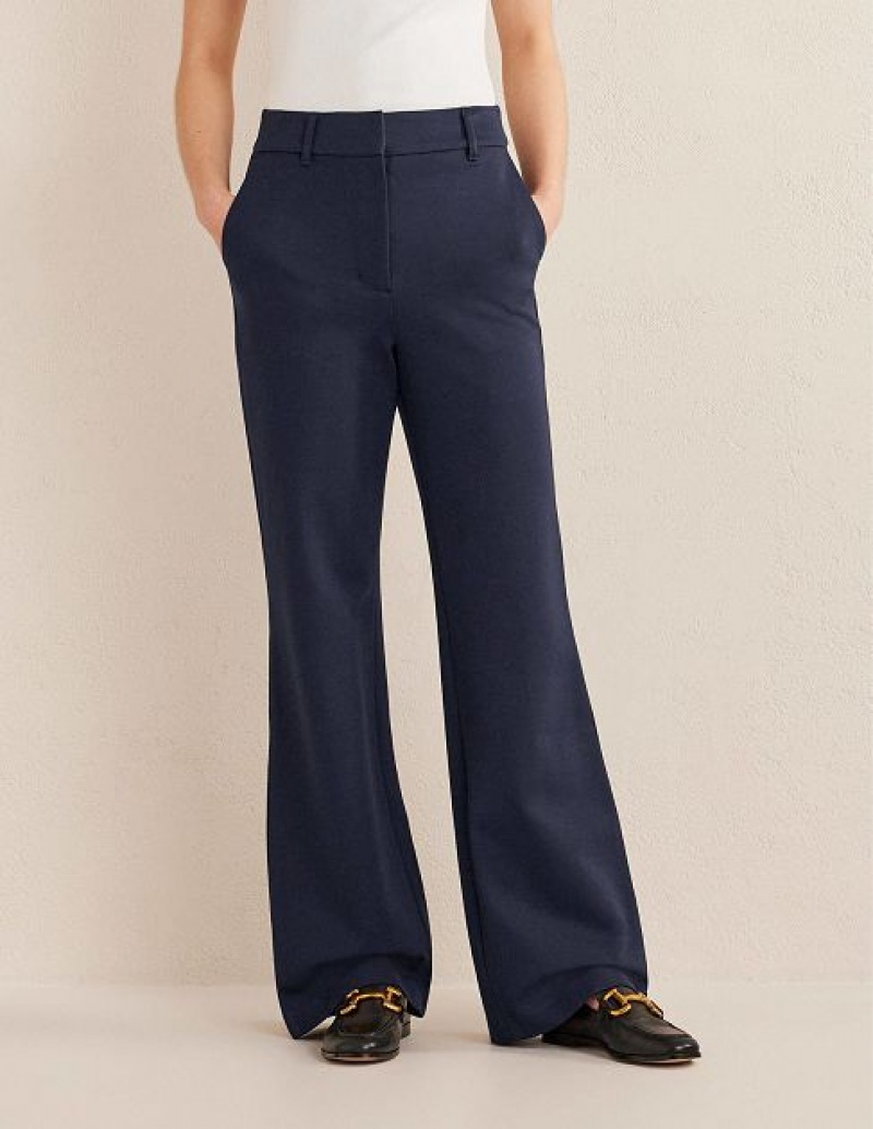 Navy Women's Boden Hampshire Flared Pants | 53012QIOR