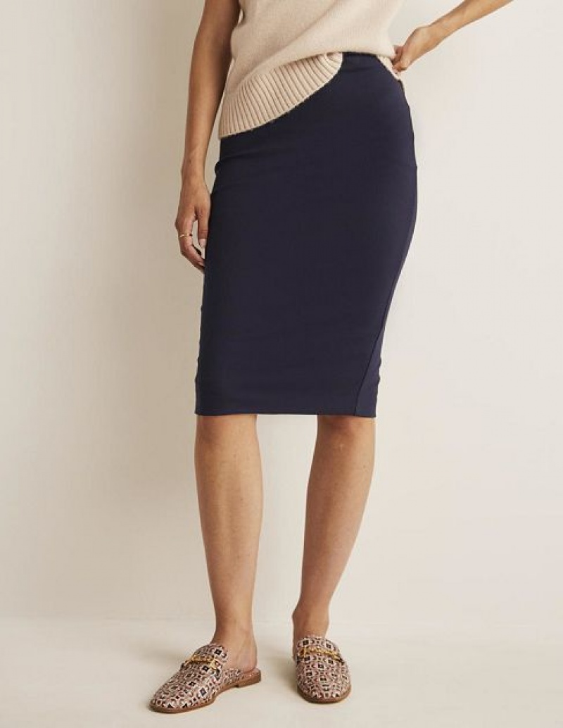 Navy Women's Boden Hampshire Ponte Skirts | 80312GCFY