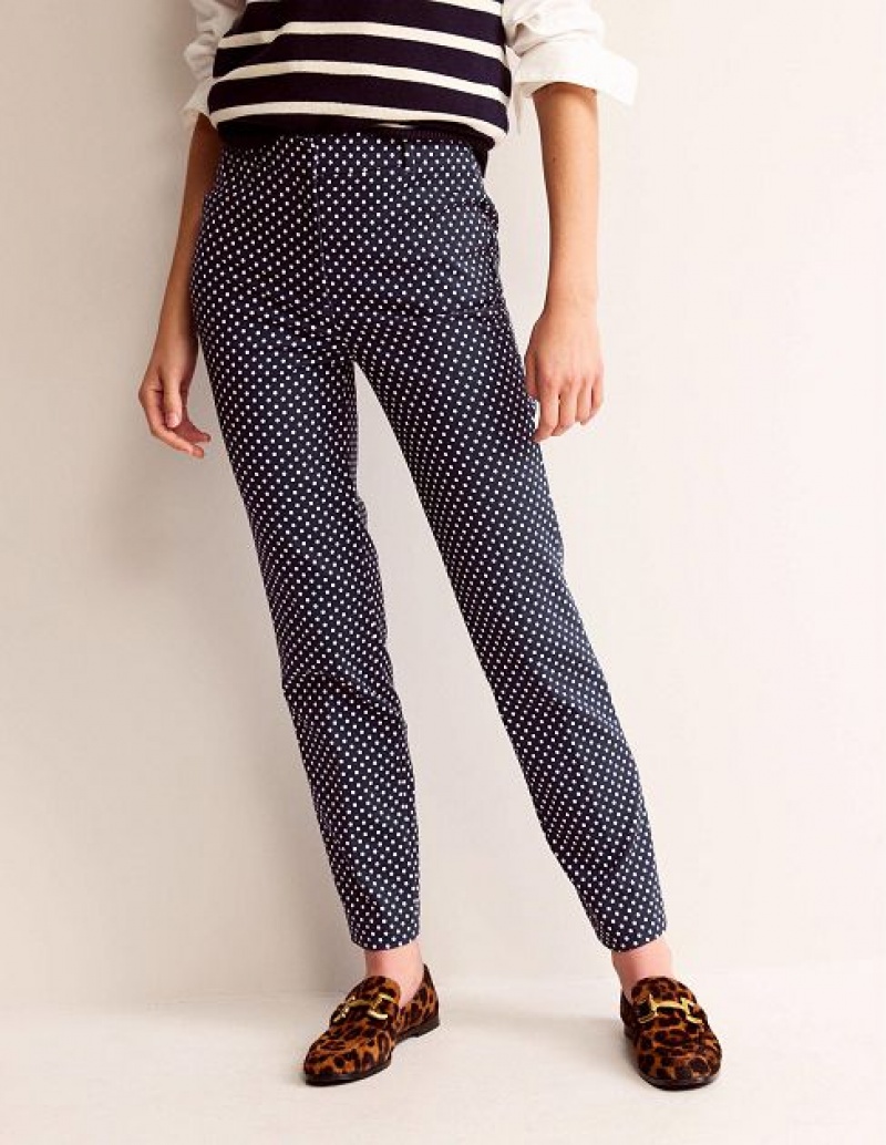 Navy Women's Boden Highgate Printed Pants | 89270VMQN