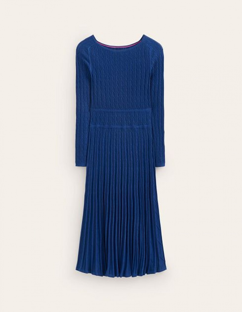 Navy Women's Boden Imogen Empire Knitted Dress | 48592BQXH