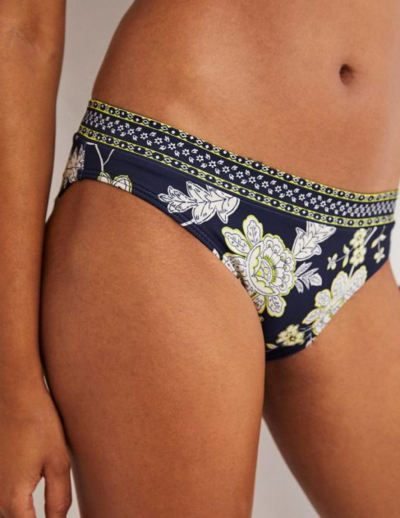 Navy Women's Boden Ithaca Panel Bikini Bottoms | 62974EKHS