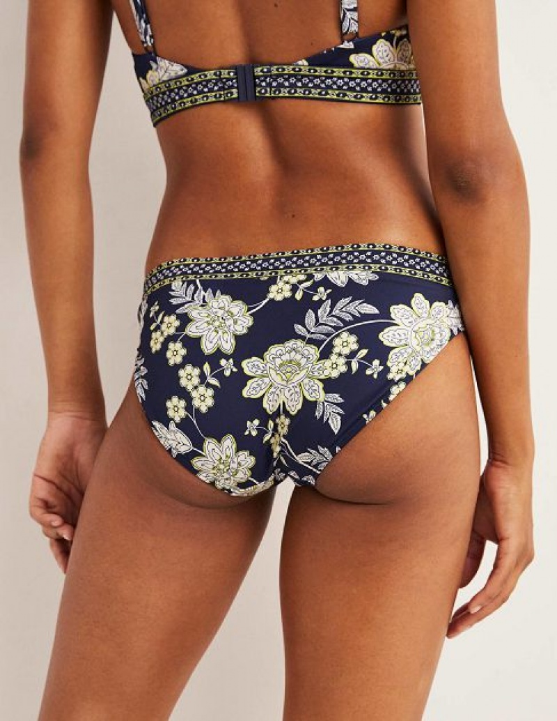 Navy Women's Boden Ithaca Panel Bikini Bottoms | 62974EKHS