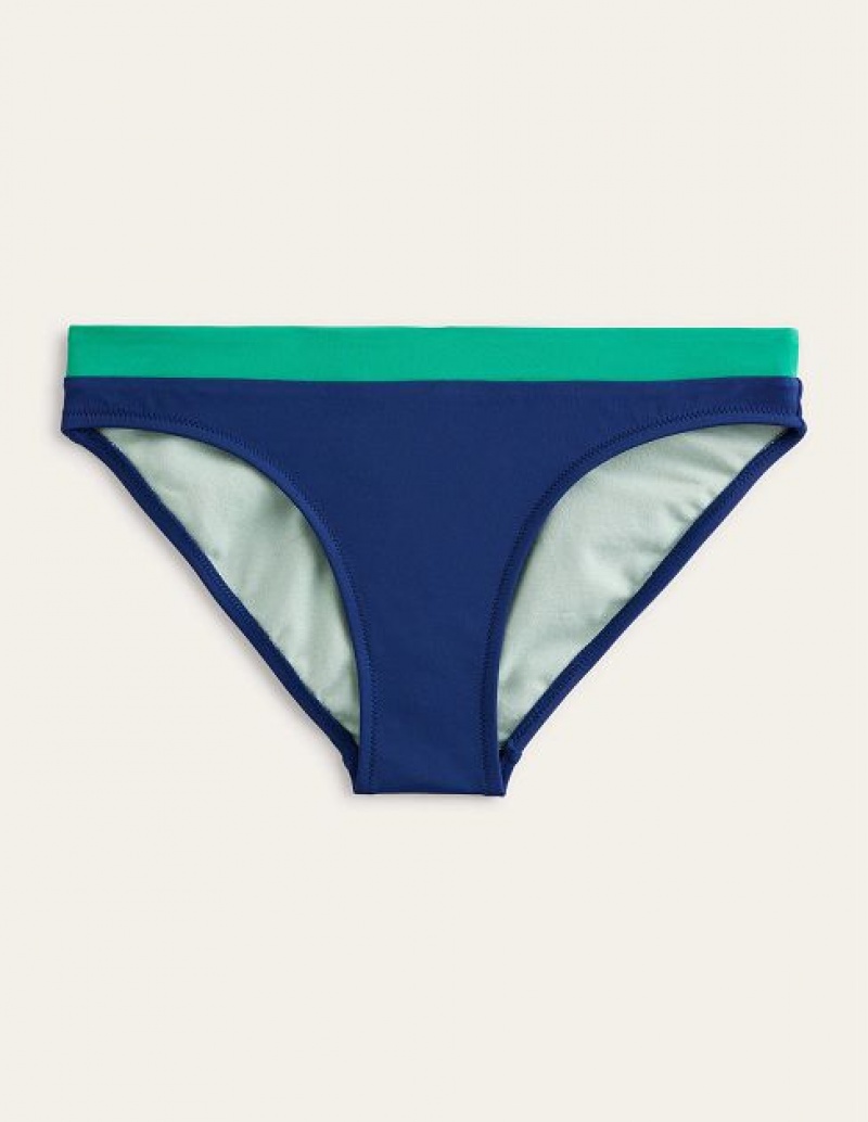 Navy Women's Boden Ithaca Panel Bikini Bottoms | 14057ELYR