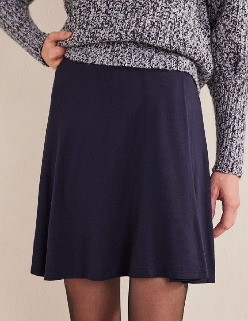 Navy Women's Boden Jersey Wrap Skirts | 34807SNPY