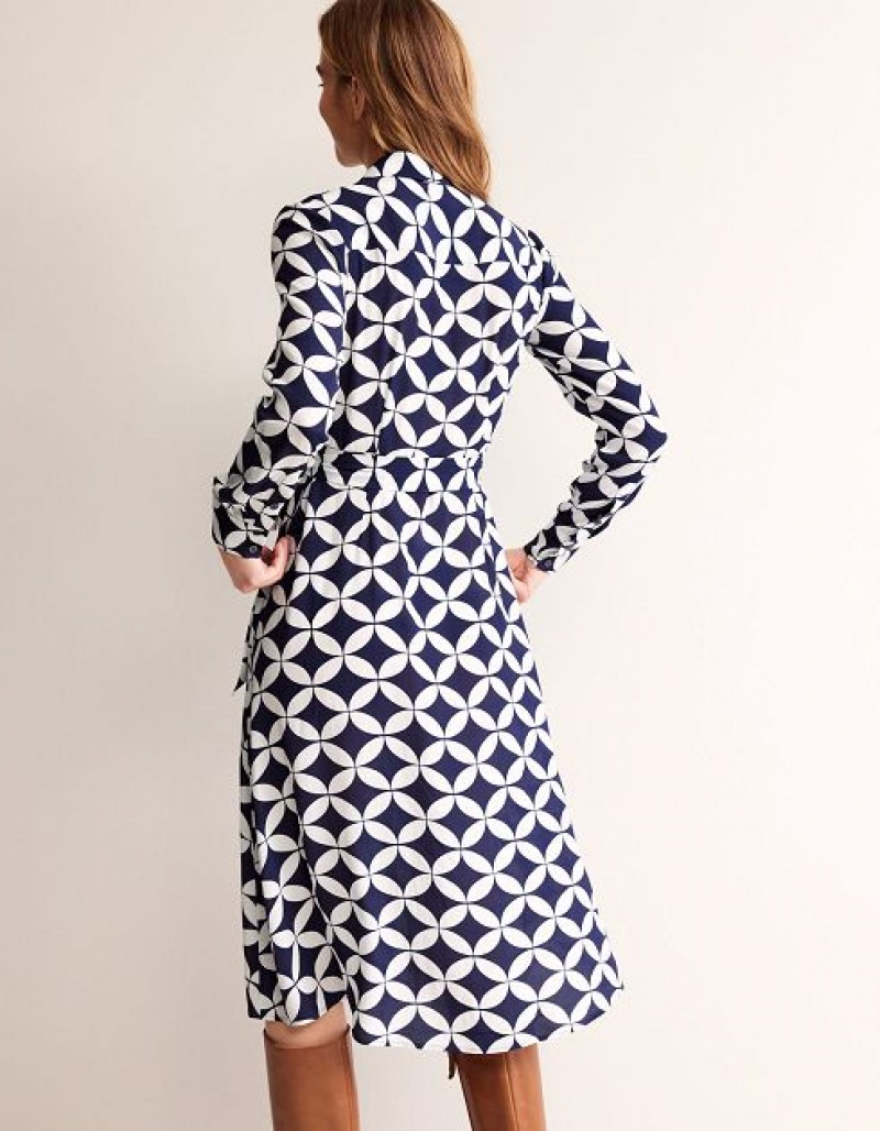 Navy Women's Boden Kate Midi Shirt Dress | 21047ASNW