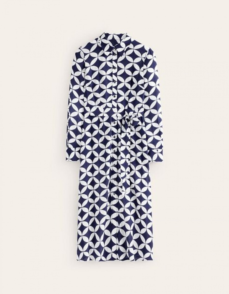 Navy Women's Boden Kate Midi Shirt Dress | 21047ASNW