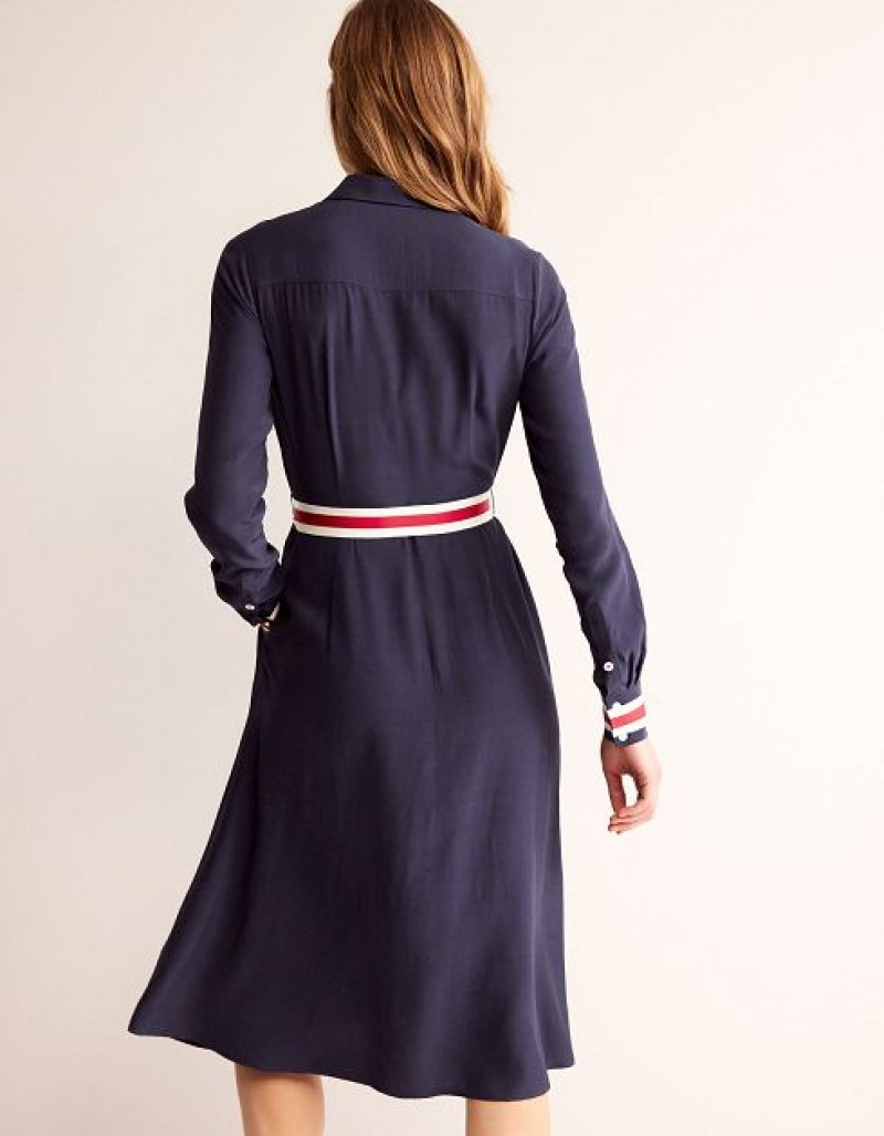 Navy Women's Boden Kate Tipping Shirt Dress | 48629YRSB