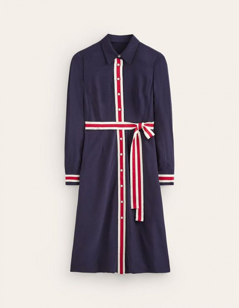 Navy Women's Boden Kate Tipping Shirt Dress | 48629YRSB