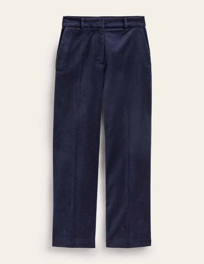 Navy Women's Boden Kew Velvet Pants | 13789MOXW