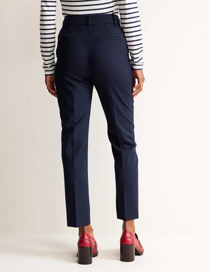 Navy Women's Boden Kew Wool-twill Pants | 68037NMYK