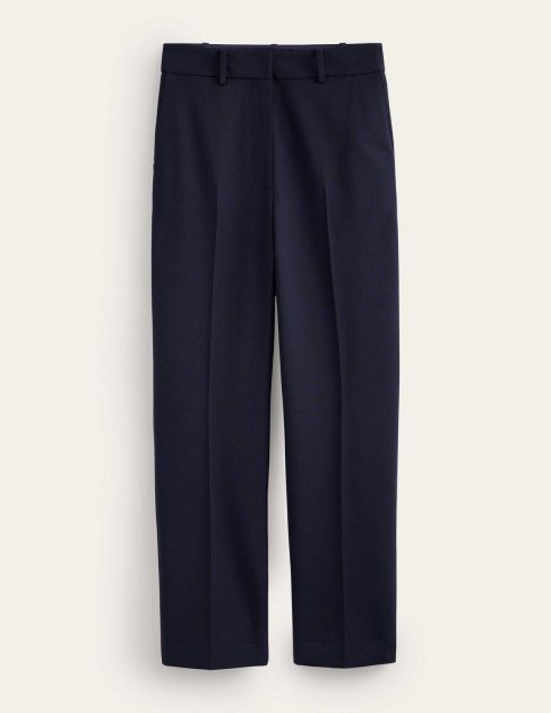 Navy Women's Boden Kew Wool-twill Pants | 68037NMYK