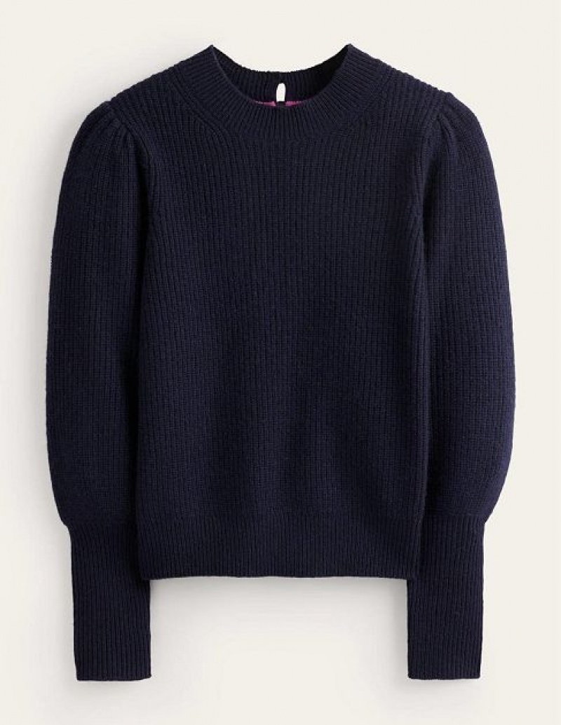 Navy Women's Boden Key Hole Cashmere Sweaters | 25140WAKC