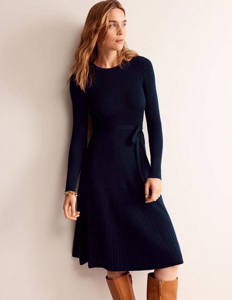 Navy Women's Boden Lola Midi Dress | 85047JBUI