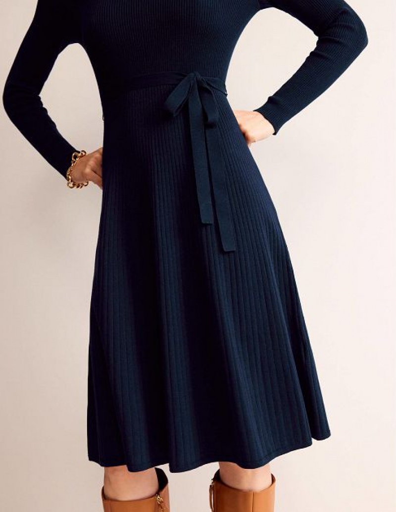 Navy Women's Boden Lola Midi Dress | 85047JBUI