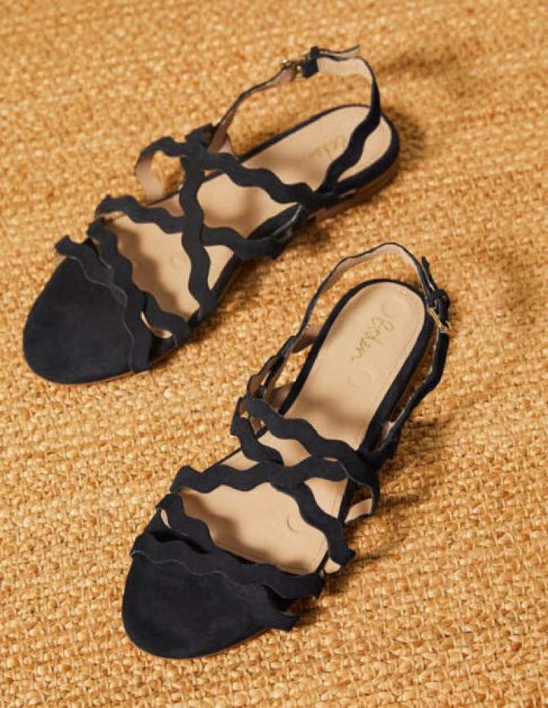 Navy Women's Boden Multi Strap Flat Sandals | 09263TQSM