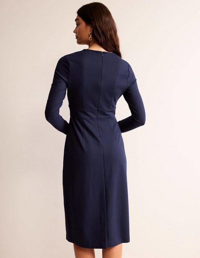 Navy Women's Boden Nadia Jersey Midi Dress | 63915EWYK