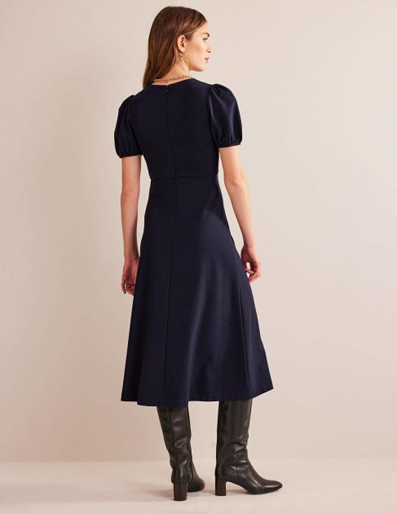 Navy Women's Boden Nancy Ponte Midi Dress | 95612JLCO