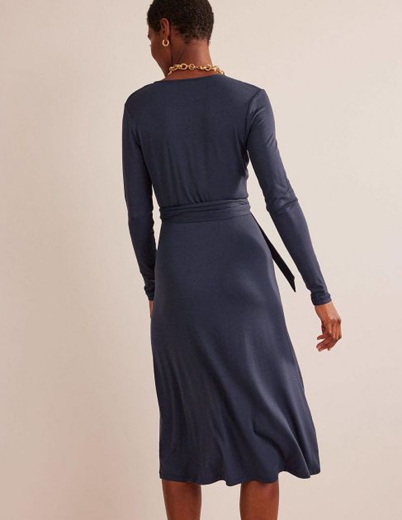 Navy Women's Boden Nina Jersey Midi Dress | 49803OURJ