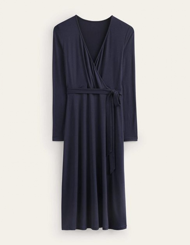 Navy Women's Boden Nina Jersey Midi Dress | 49803OURJ