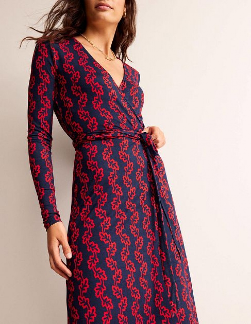 Navy Women's Boden Nina Jersey Midi Dress | 67038UHAV