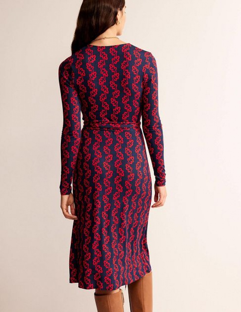 Navy Women's Boden Nina Jersey Midi Dress | 67038UHAV