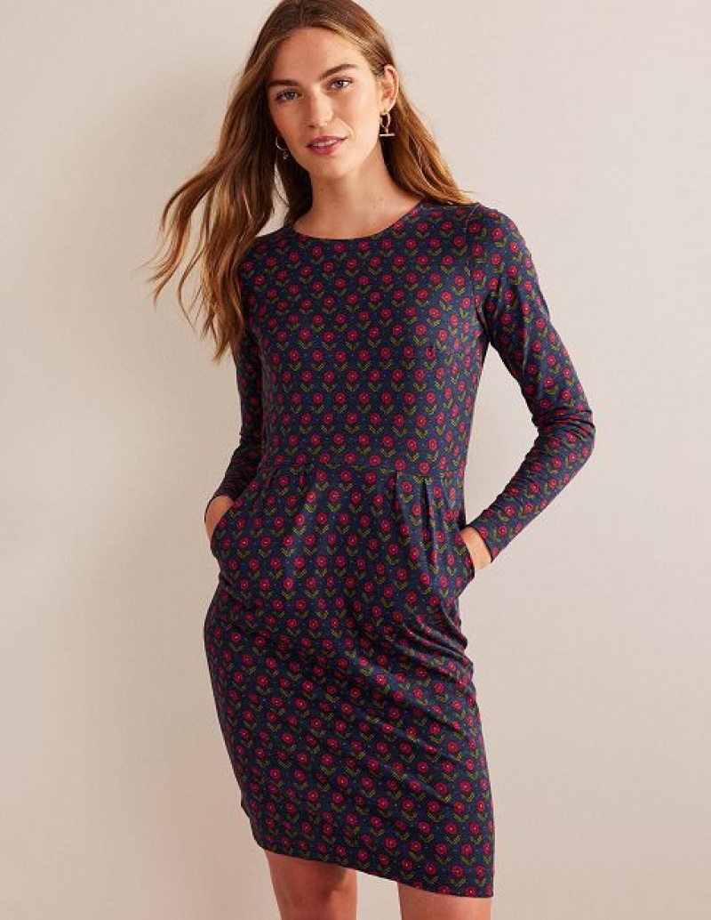 Navy Women's Boden Penelope Jersey Dress | 79632YFAO