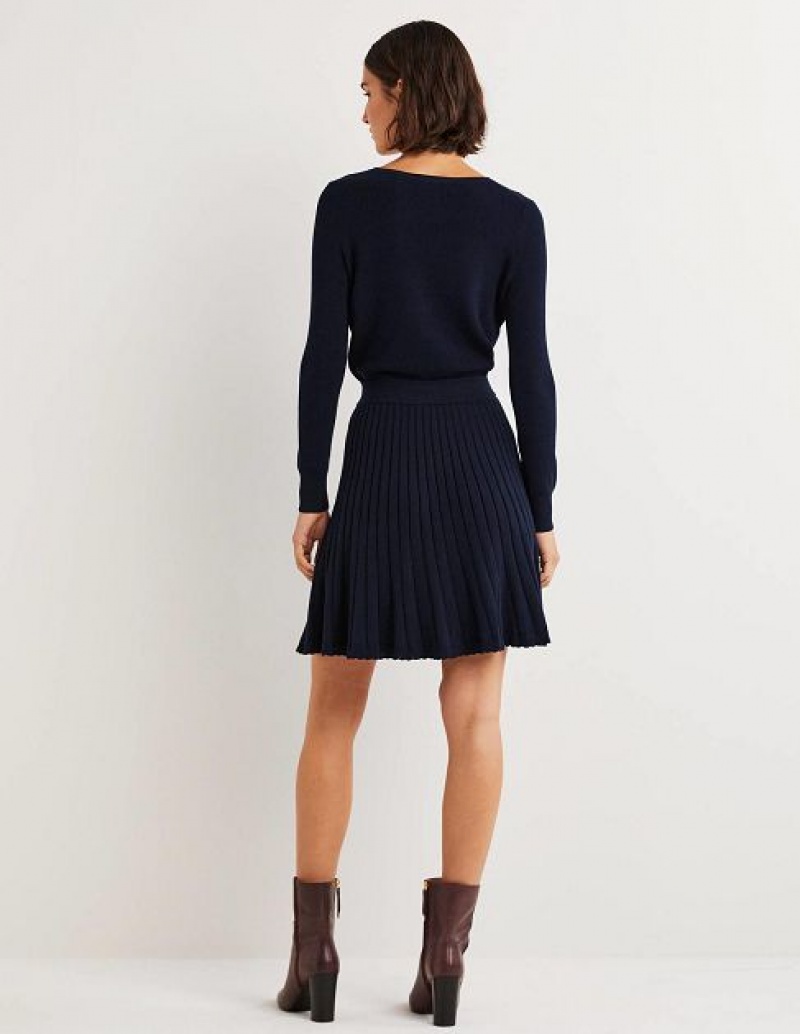 Navy Women's Boden Pleated Mini Dress | 16908DAXV