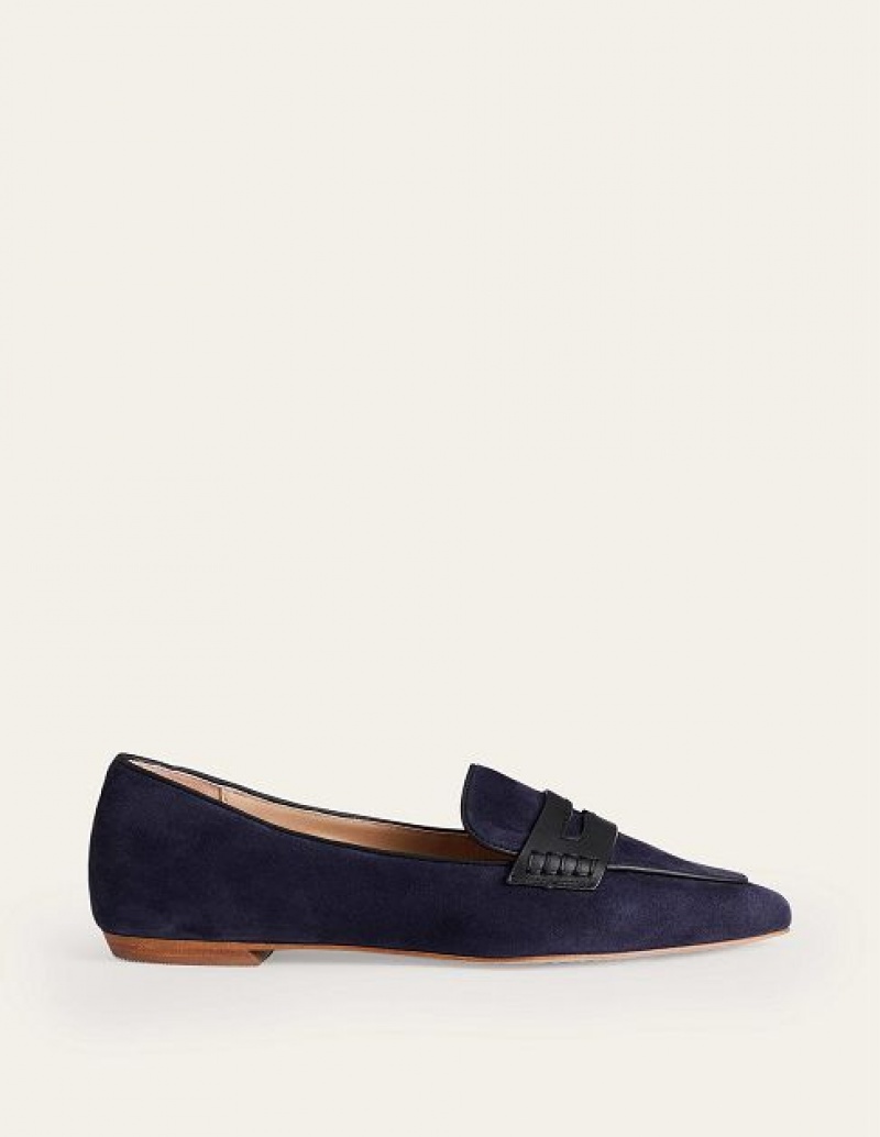 Navy Women\'s Boden Pointed Loafers | 09345FNKO