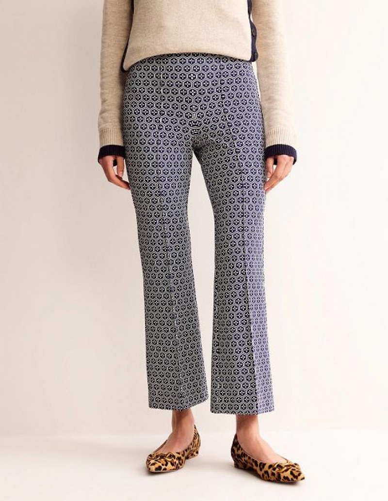 Navy Women's Boden Ponte Pull On Kick Flare Pants | 09841SFUV