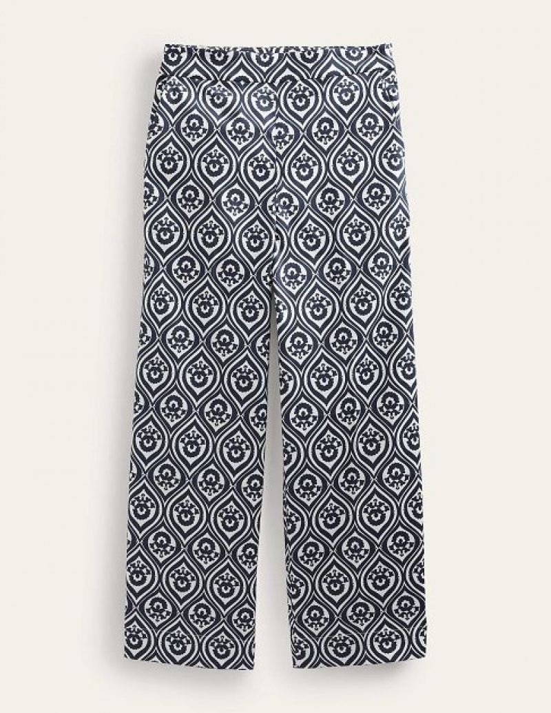 Navy Women's Boden Printed Crop Pants | 90685JCFT