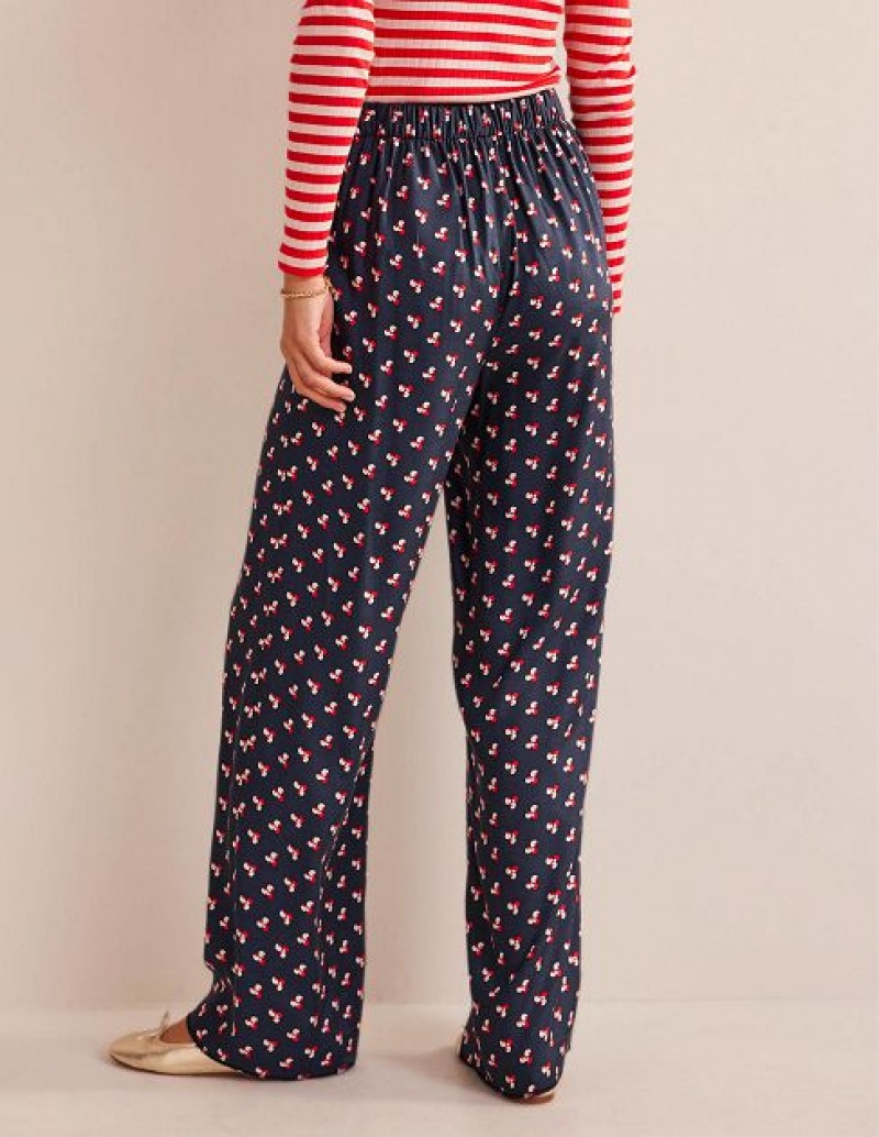 Navy Women's Boden Printed Pull-on Pants | 17468TGRH