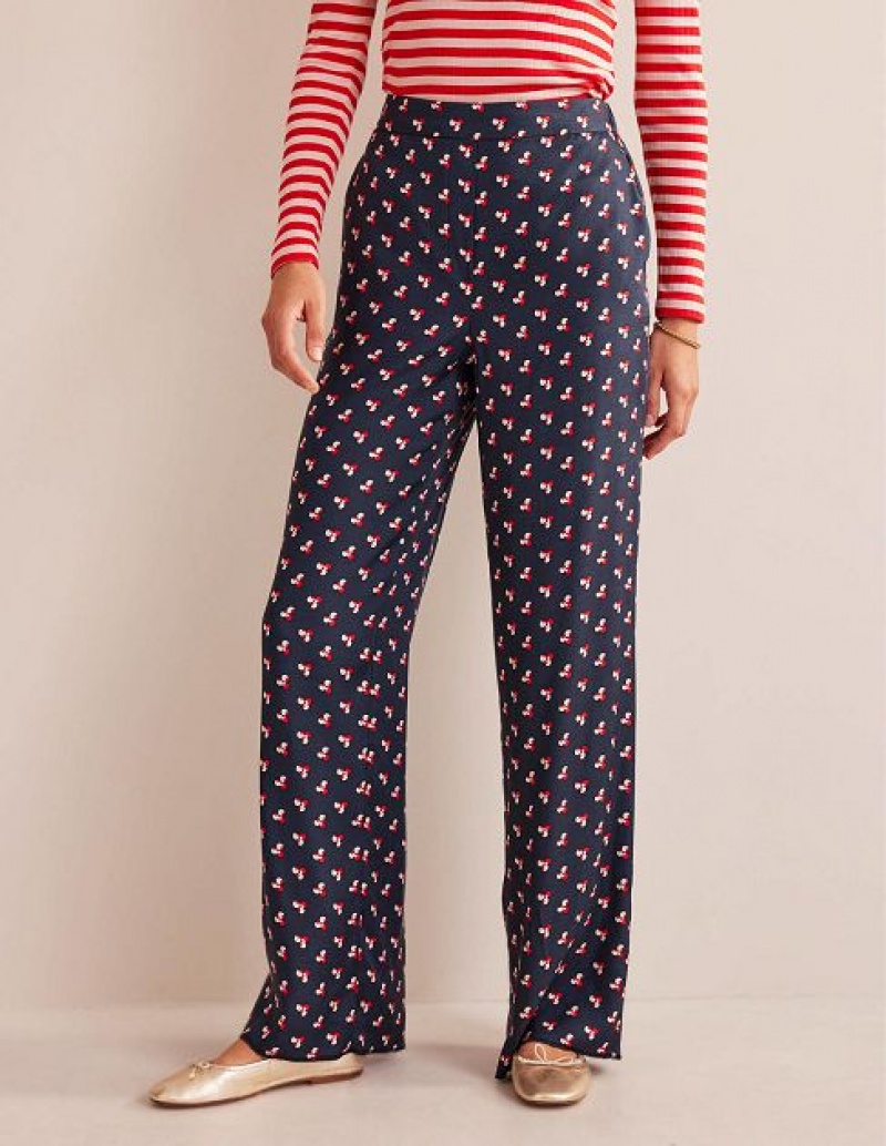 Navy Women's Boden Printed Pull-on Pants | 17468TGRH