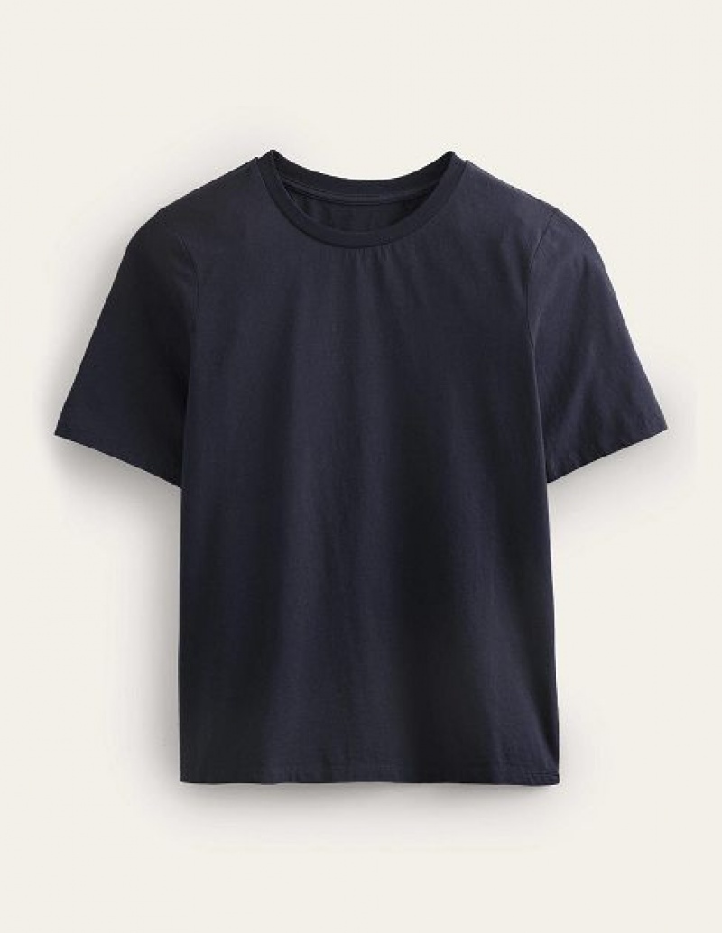 Navy Women's Boden Pure Cotton Crew Neck T-Shirt | 74891RXDM