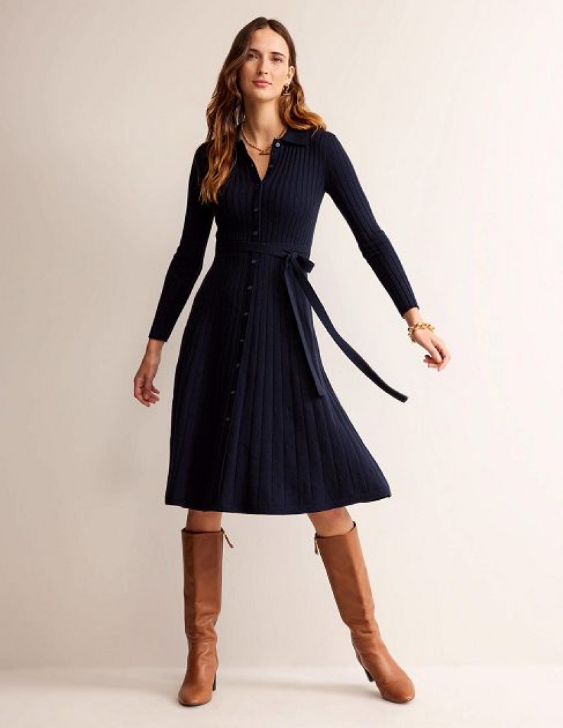 Navy Women\'s Boden Rachel Shirt Dress | 90285JDSX