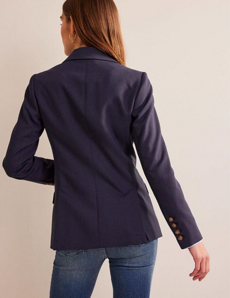 Navy Women's Boden Semi Fitted Double Breasted Jackets | 80976ITJY