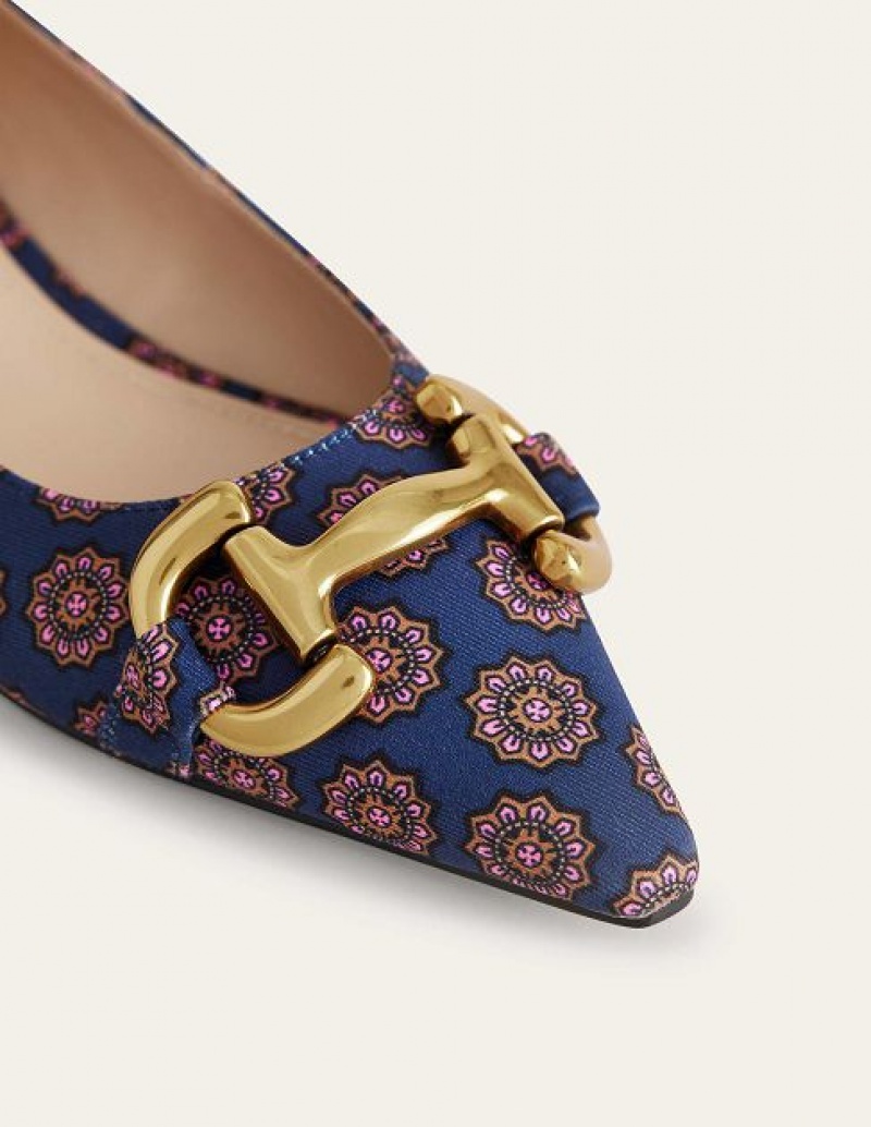 Navy Women's Boden Snaffle Trim Flats | 29516XREN