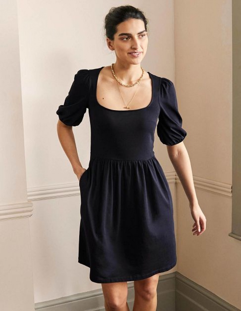 Navy Women's Boden Square Neck Jersey Dress | 94635OXDQ