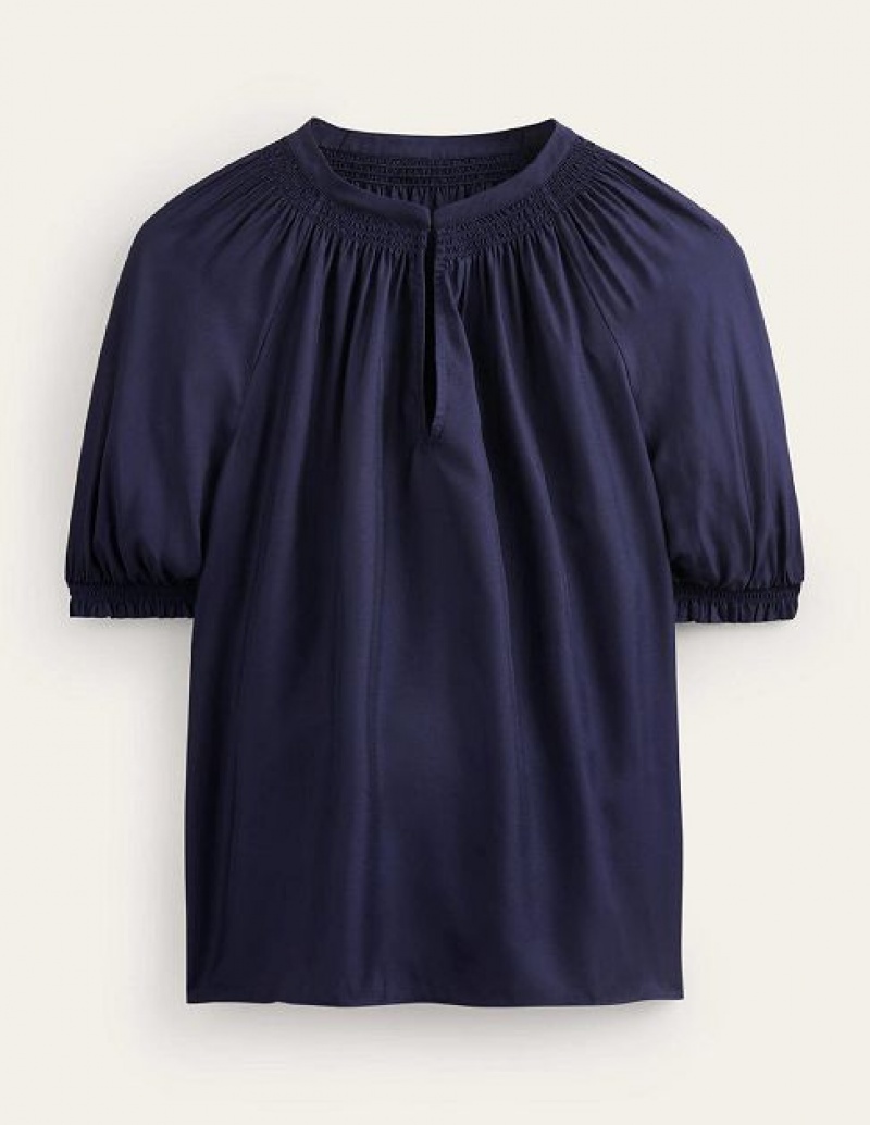 Navy Women's Boden Stella Tops | 07219EUSK