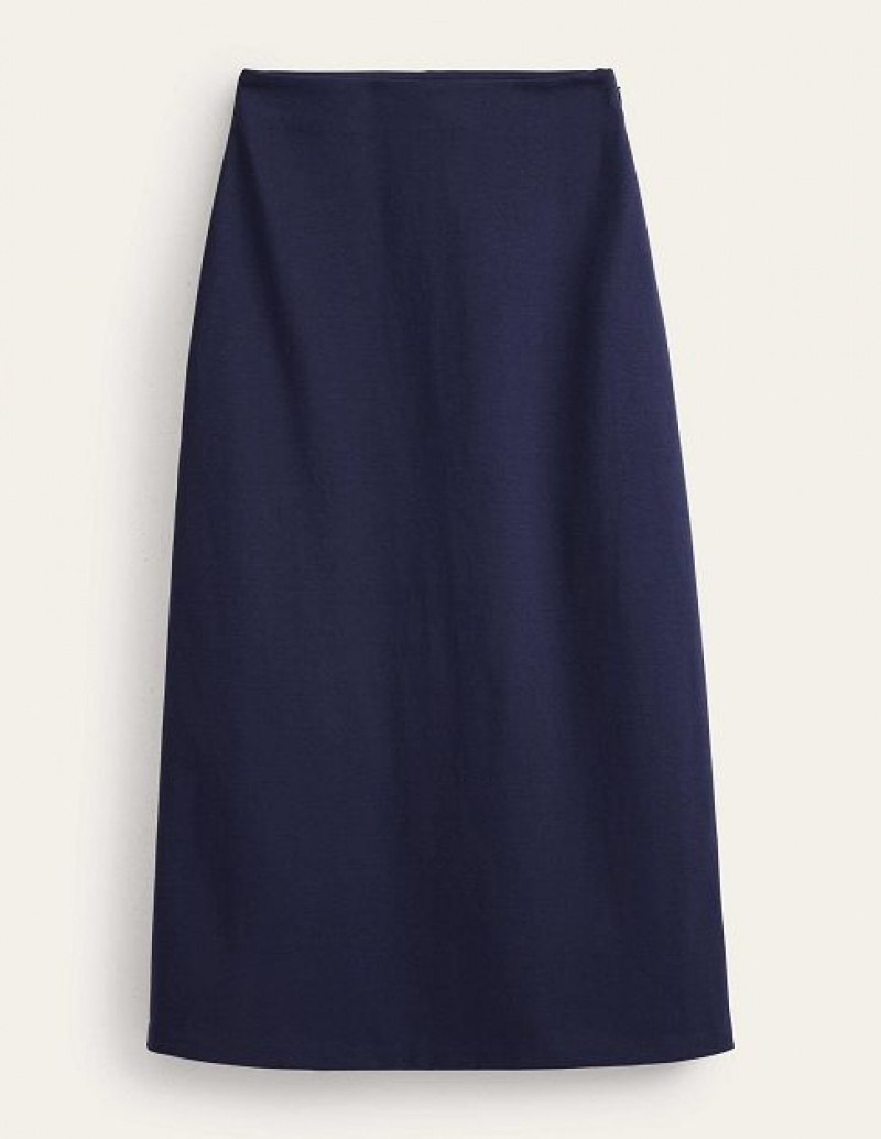 Navy Women's Boden Straight Jersey Skirts | 56134SPMH