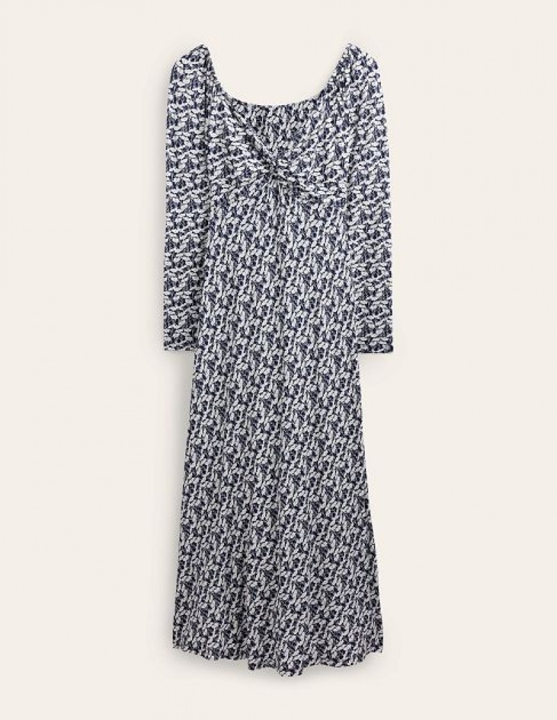 Navy Women's Boden Sweetheart Jersey Midi Dress | 52198CGWJ