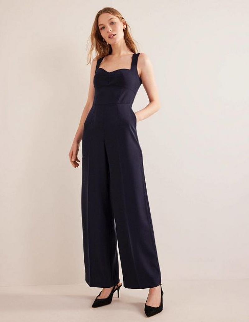 Navy Women's Boden Sweetheart Wideleg Jumpsuit | 13245FYER