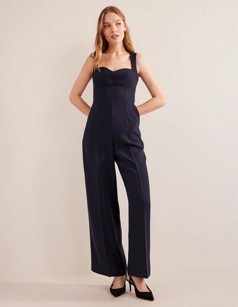 Navy Women\'s Boden Sweetheart Wideleg Jumpsuit | 13245FYER