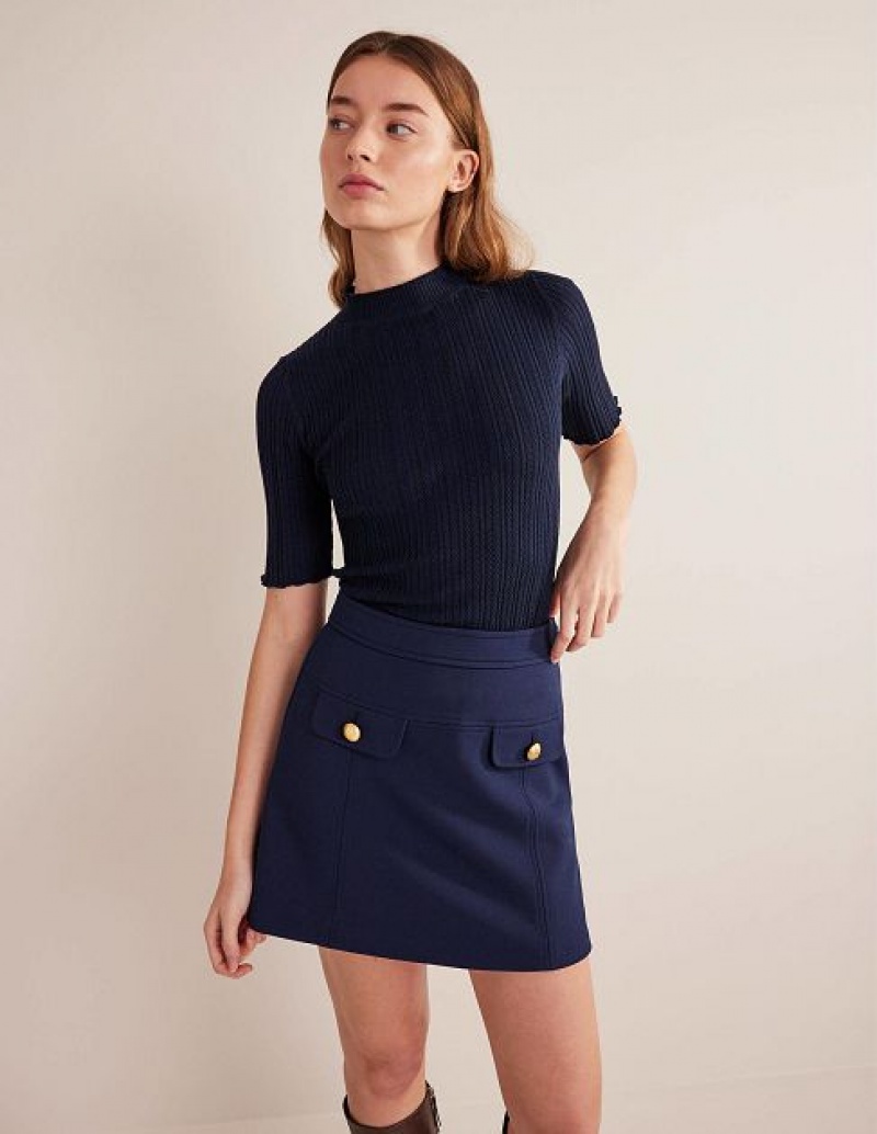 Navy Women\'s Boden Tailored A-line Skirts | 74809CUWN