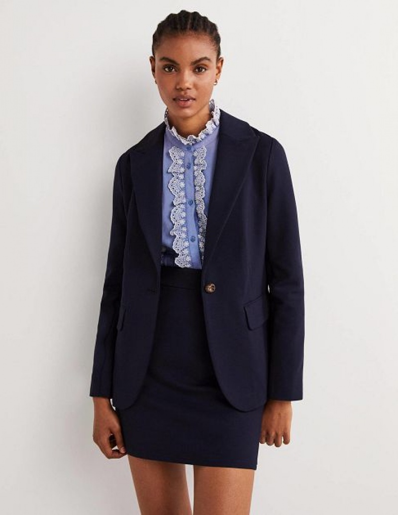 Navy Women\'s Boden Tailored Stretch Jersey Blazers | 05793LZHA