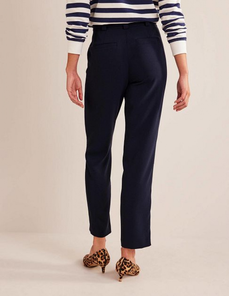 Navy Women's Boden Tie-waist Tapered Pants | 40371CJST