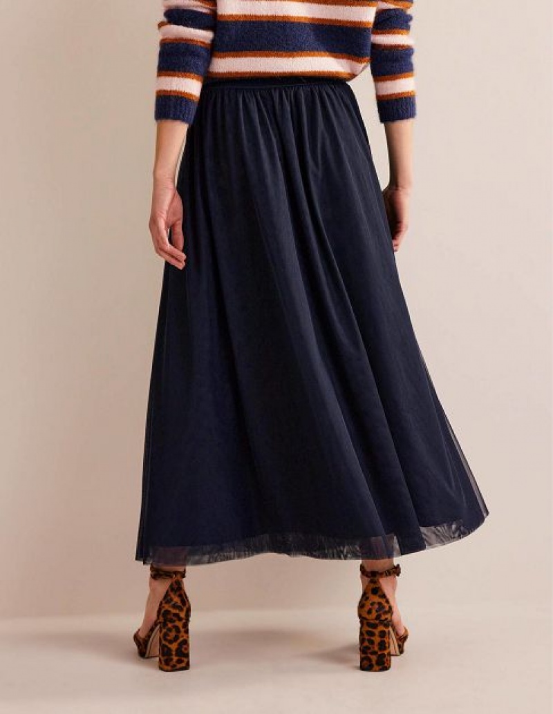 Navy Women's Boden Tulle Full Skirts | 16780FZTP