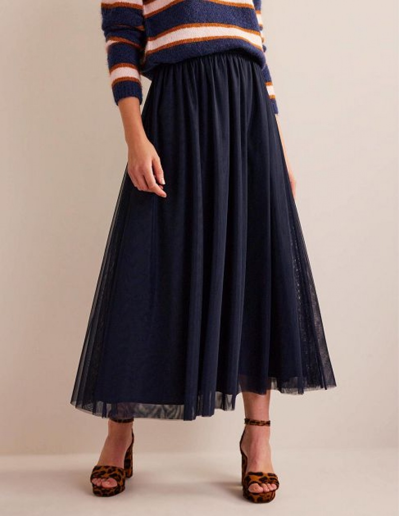 Navy Women's Boden Tulle Full Skirts | 16780FZTP