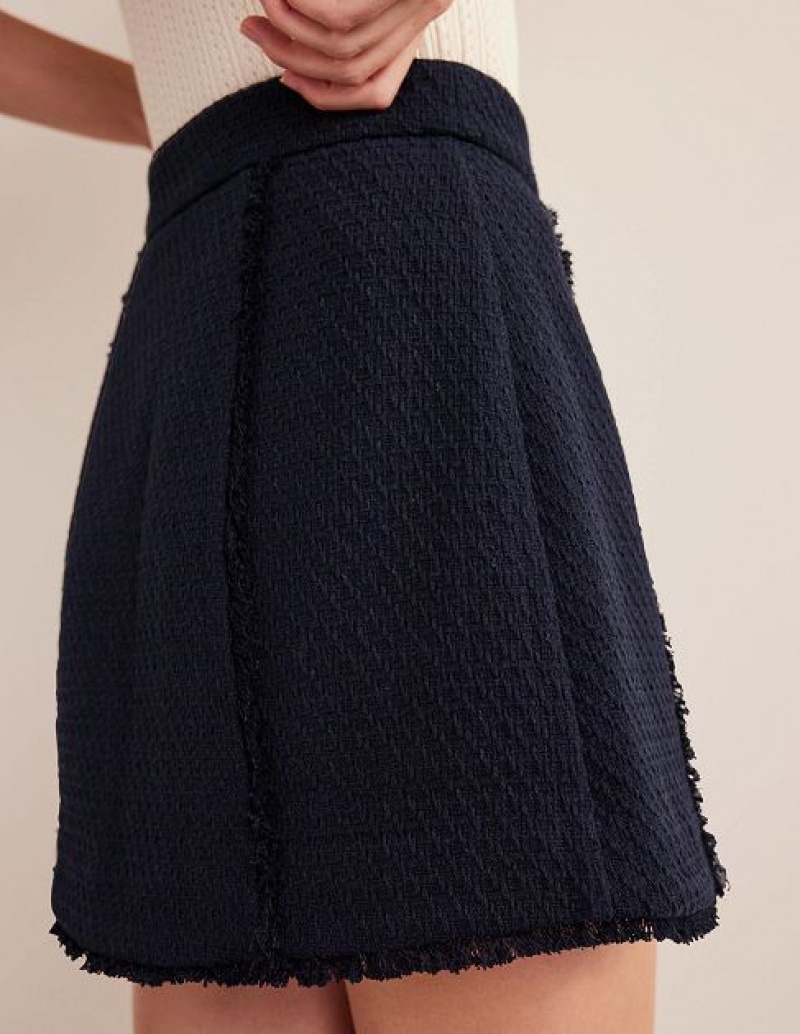 Navy Women's Boden Tweed Interest Skirts | 32054GDCN