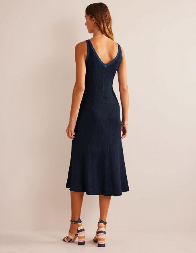 Navy Women's Boden V-neck Maxi Dress | 75219FKGV